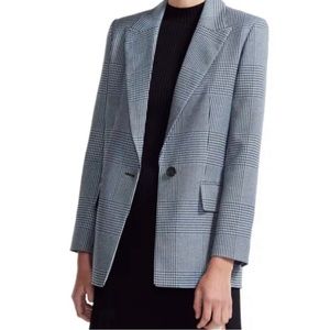 Maje Vandim Prince of Wales Black Blue Print Blazer